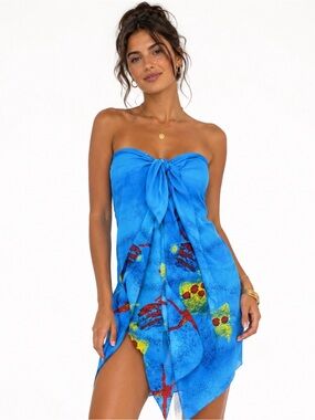 AJ Tropics Sheer Polyester Swim/Beach Wrap